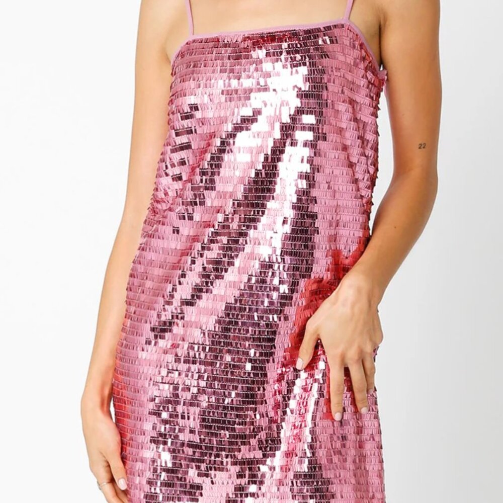 Olivaceous Pink Sequin Mini Dress